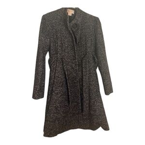Michael Kors Elegant Black and White Patterned Wool Coat